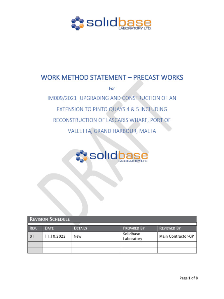 001 - WMS For Precast Works DC - Ao Notes | PDF | Concrete | Precast ...