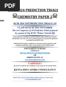 CHEM PP2 KCSE 2024 PREDICTION TRIALS With Answers