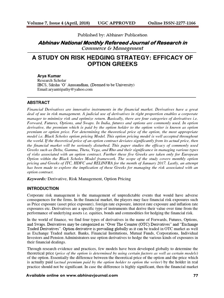 Greeks Pdf Option Finance Derivative Finance