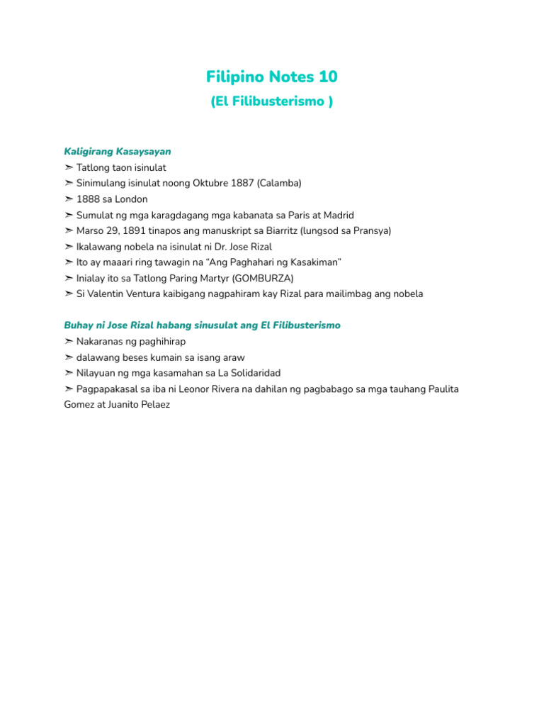 Filipino Notes 10 | PDF