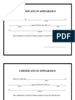 Certificate of Appearance