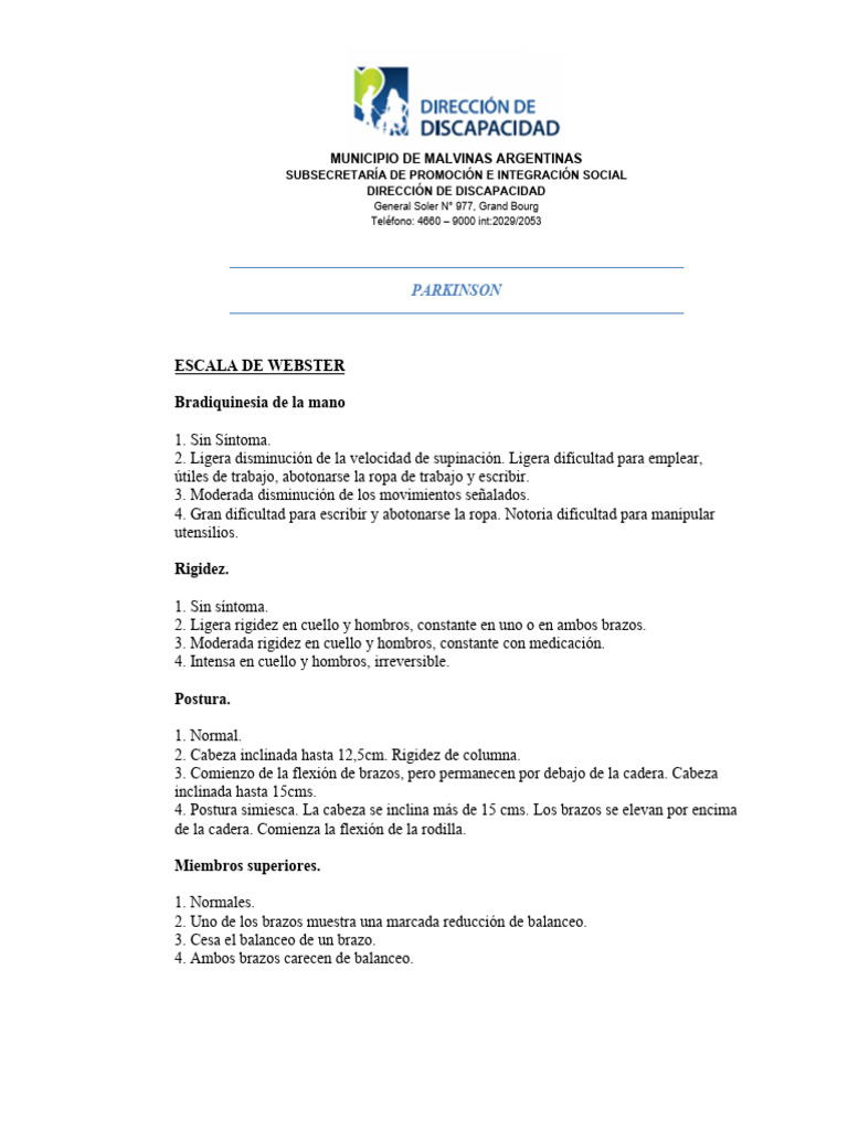 Webster, PARKINSON | PDF | Desórdenes neurológicos | Medicina