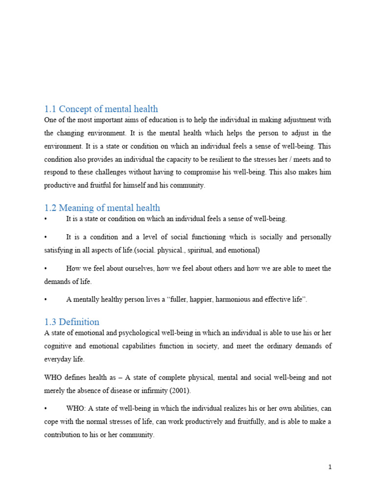 Understanding Mental Health Concepts | PDF | Mental Disorder | Major ...
