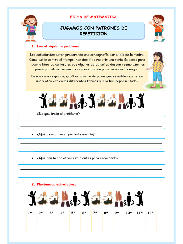 FICHA MATEMATICA Patrones de Repetición LUNES 29 ABRIL | PDF