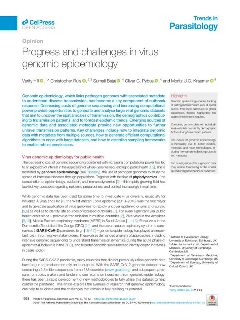 Progress and Challenges in Virus Genomic Epidemiol | PDF | Infection ...