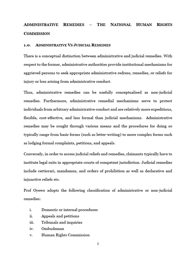 Admin Remedies - Human Rights Commission - Reading Material | PDF ...