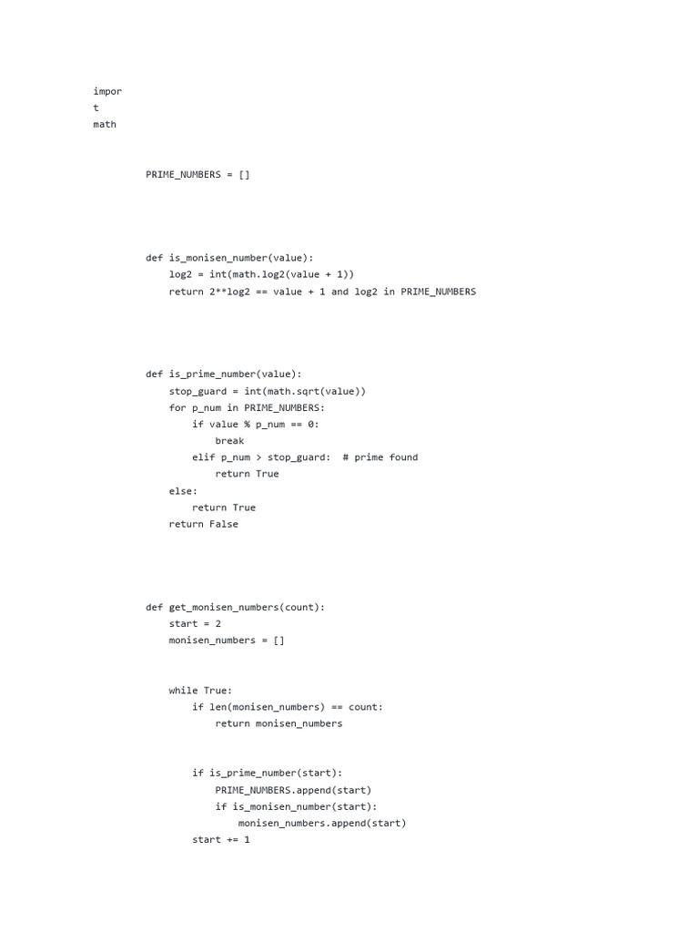 Monisen Numbers Finder Script | PDF