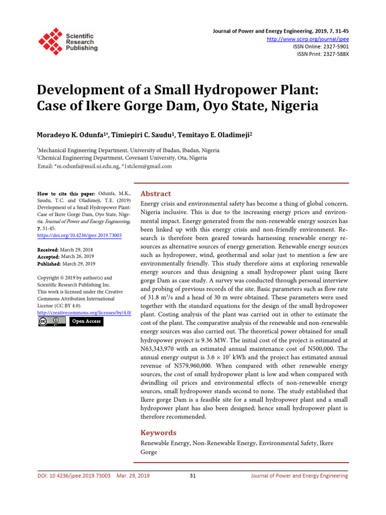 Development of A Small Hydropower Plant Case of Ik | PDF ...