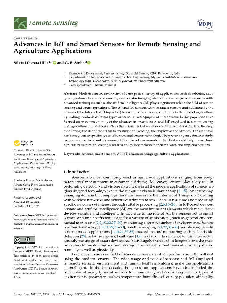 Advance In Iot Pdf Internet Of Things Remote Sensing