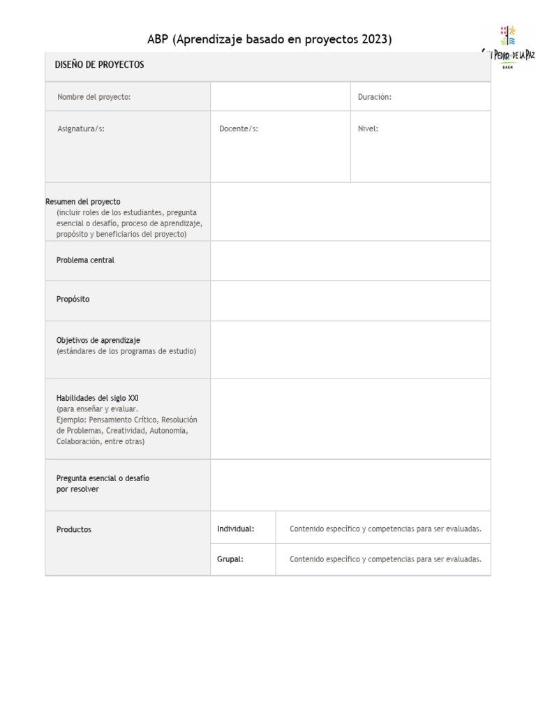 Guía de ABP: Diseño y Evaluación | PDF | Aprendizaje en base a ...