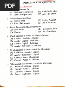 Accounting Equation Multiple Choice Questions and Assertion-Reason Questions