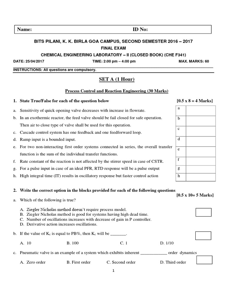 Chemical Engineering Lab Exam 2017 | PDF | Distillation | Chemical Reactor