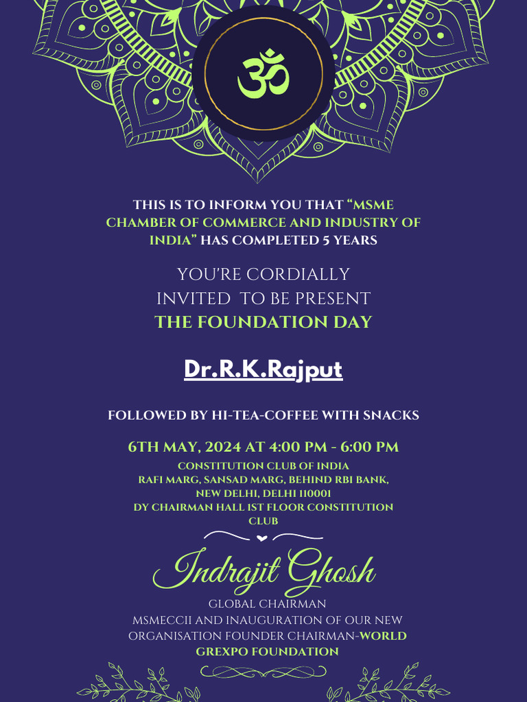 Foundation Day Invitation - May 6, 2024 | PDF