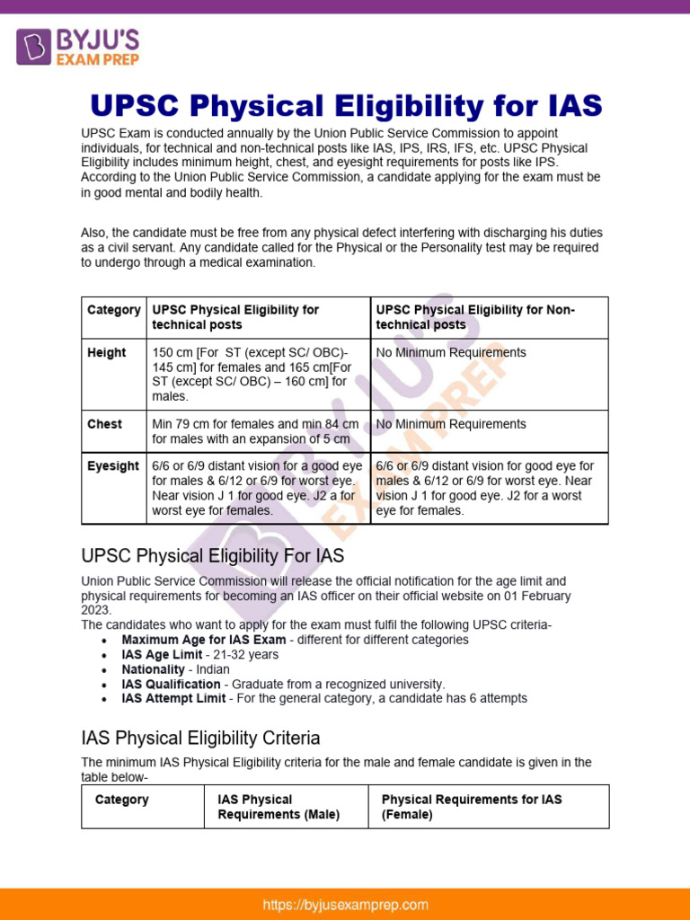 Physical Eligibility For Up Police