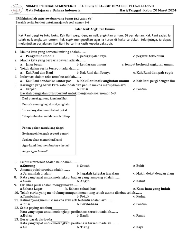 Siap Hadapi UAS Bahasa Indonesia Kelas 3 SD Semester 2: Kumpulan Contoh Soal Lengkap dan Tips Jitu