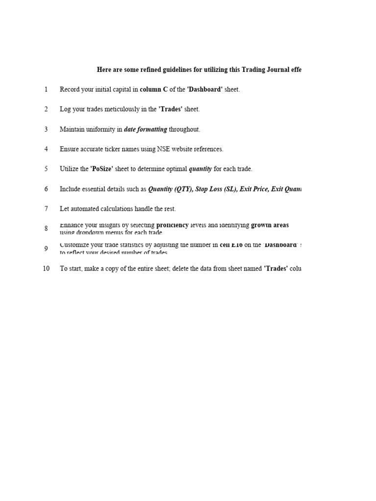 Stock Trading Journal Guidelines | PDF | Economies | Private Sector
