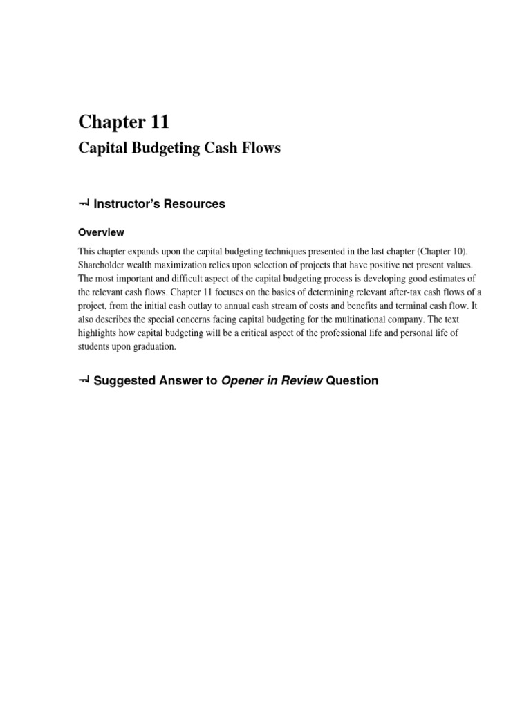 Capital Budgeting Cash Flow Essentials | PDF | Book Value | Capital ...