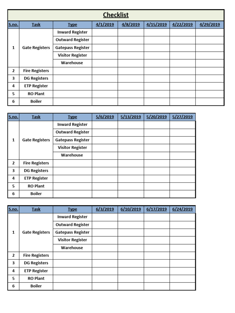 Monthly Compliance Checklist 2019-2024 | PDF