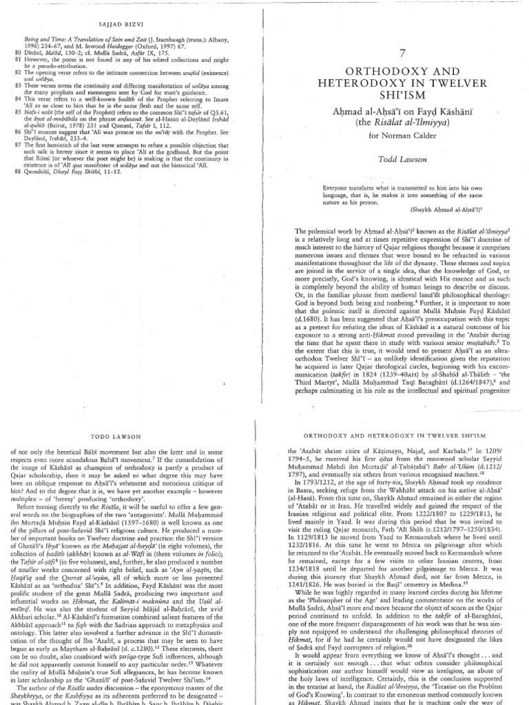Orthodoxy vs. Heterodoxy in Twelver Shi'ism | PDF | Theology ...