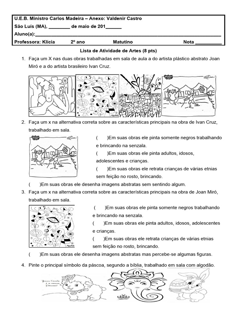 Atividades de Artes para 2º Ano | PDF