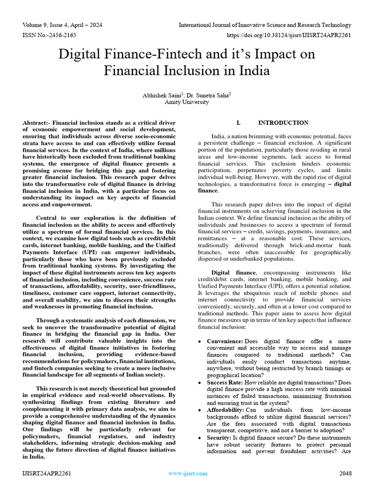 Digital Finance's Role in India's Inclusion | PDF | Financial Inclusion ...