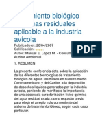 Tratamiento Biológico de Aguas Residuales Aplicable A La Industria Avícola