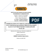 Modelisation D'Un Regulateur de Vitesse D'Un Moteur Par Source Photovoltaique Dans Un Environnement Simulink de Matlab