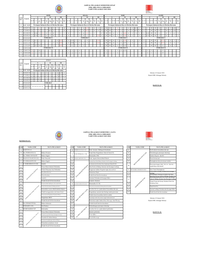 Jadwal Pelajaran Ok | PDF