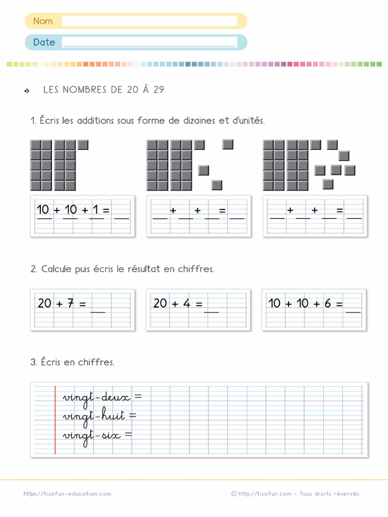 5.les Nombres de 20 A 29 02 - Za370 | PDF