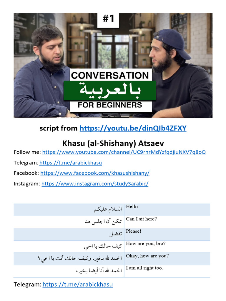 Basic Arabic Conversations for Beginners | PDF