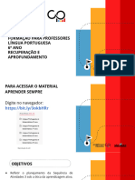 Formação para Professores Língua Portuguesa 6º ANO Recuperação E Aprofundamento