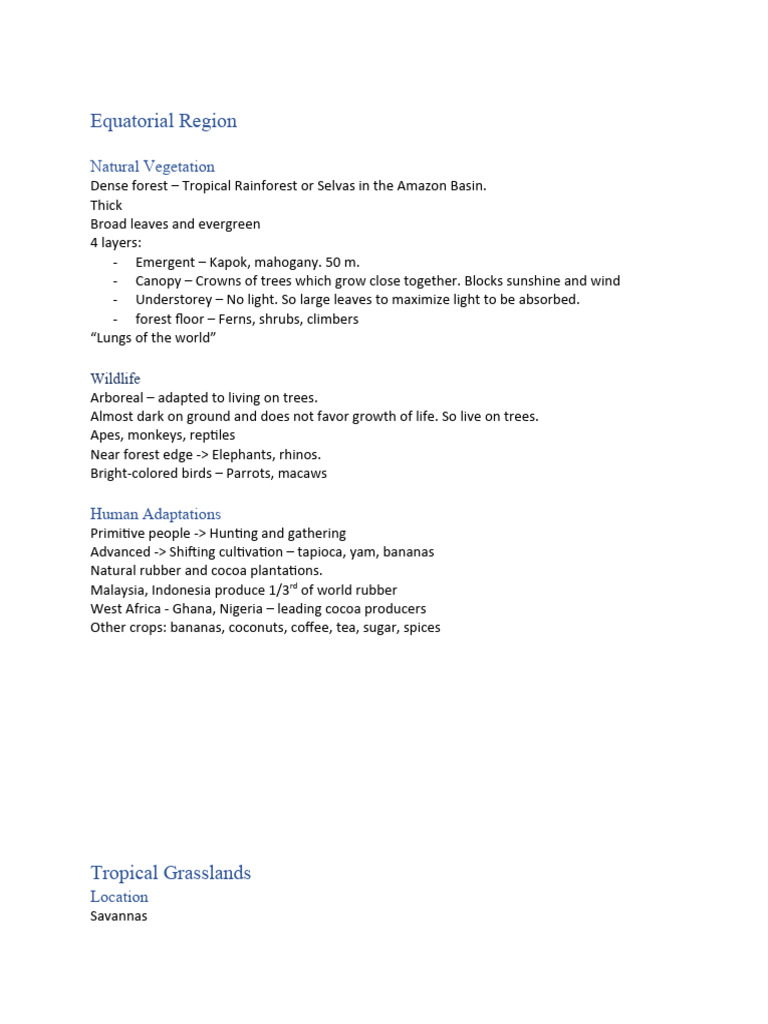 Equatorial Region | PDF | Tropics | Rainforest