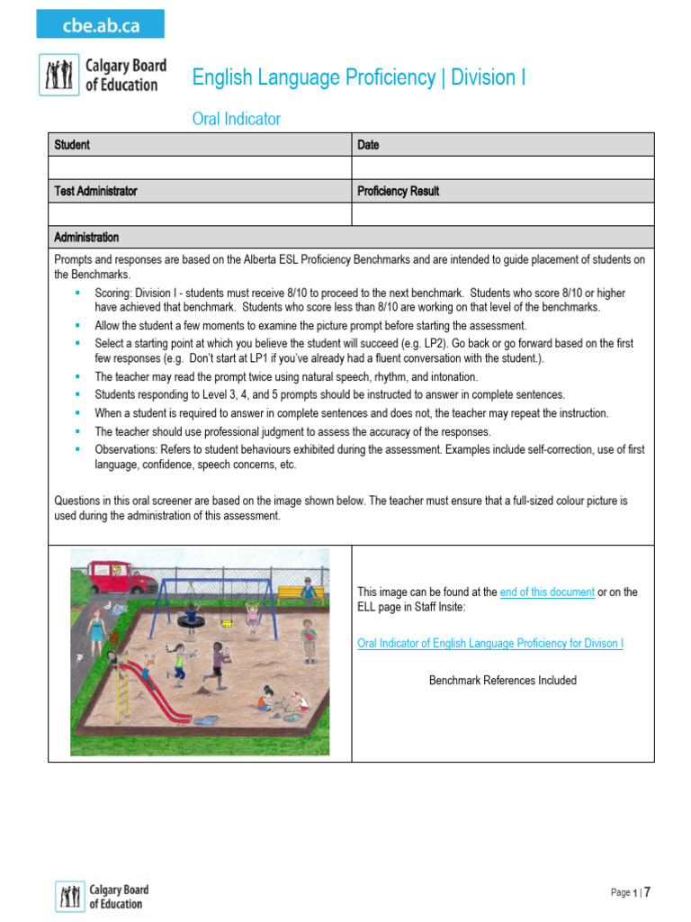 1oralindicatorDivItest PDF Question English Language