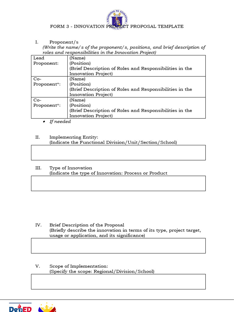 Innovation Project Proposal Template | PDF | Innovation | Monitoring ...