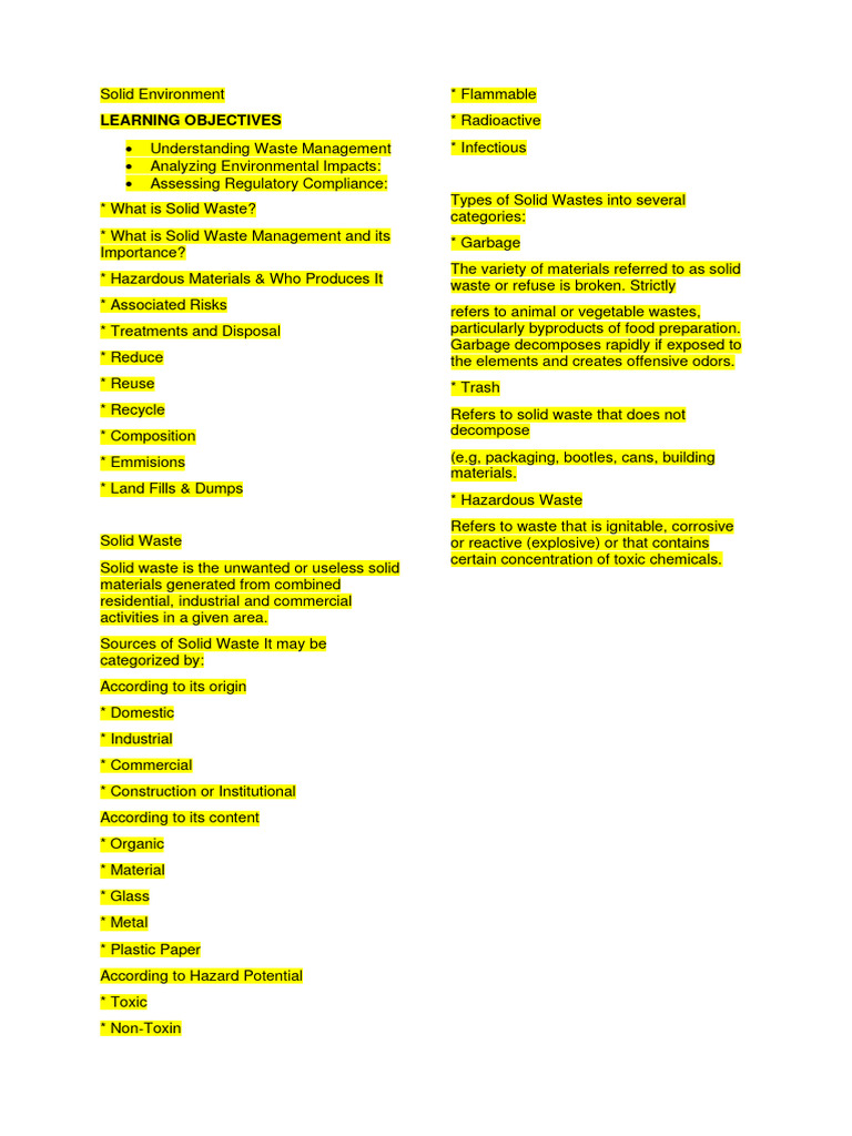 Solid Environment | PDF | Waste | Waste Management