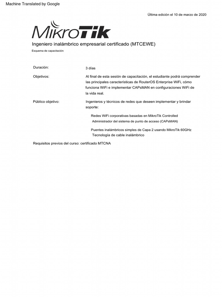 Gu a de preparaci n para la certificaci n de mikrotik en mtcewe pdf