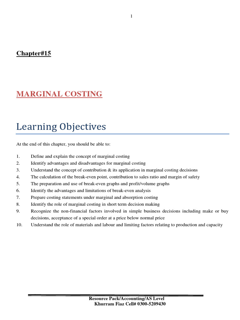 Marginal Costing: Concepts & Implications | PDF | Cost Accounting | Pricing