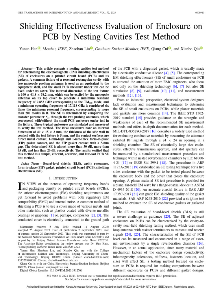 Shielding Effectiveness Evaluation of Enclosure On PCB by Nesting ...