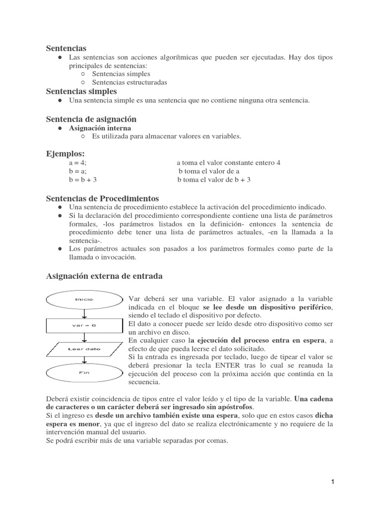 Sentencias | PDF | Variable (informática) | Sentencia (ley)