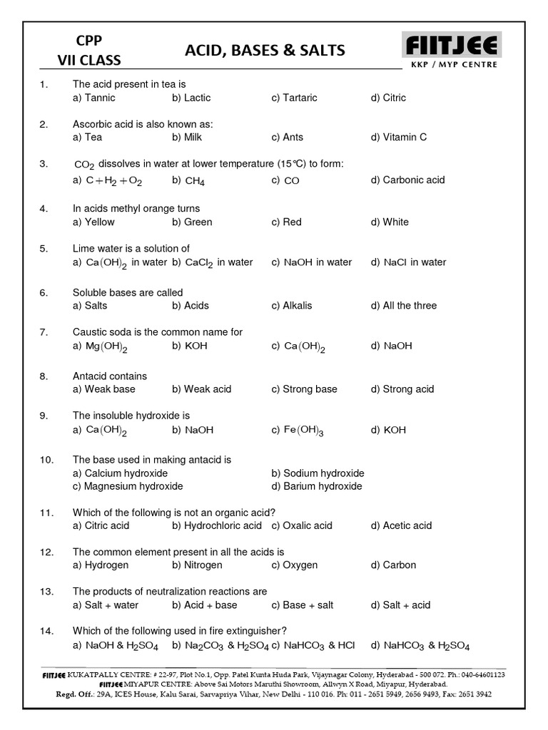 Chemistry 7th+class Acid,+bases+&+salts CPP+ (CKH) | PDF | Acid ...