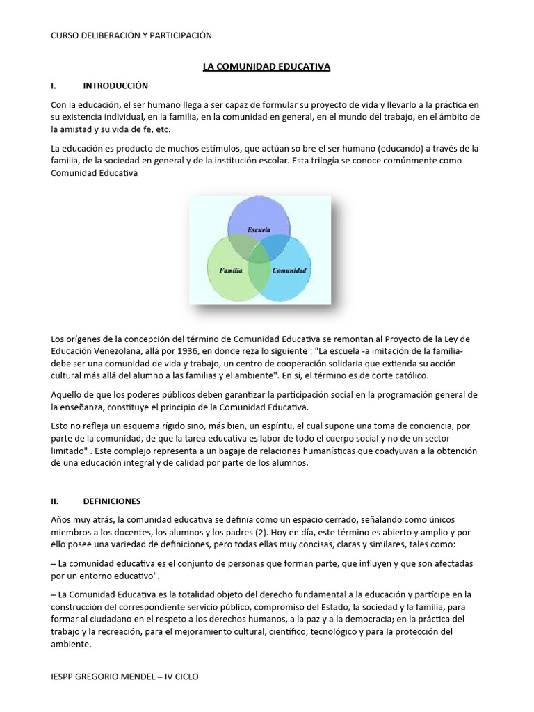 Definición de Comunidad Educativa | PDF | Maestros | Escuelas