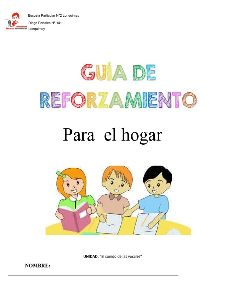 Guia de Reforzamiento 3 - Vocales | PDF | Ortografía | Aprendizaje
