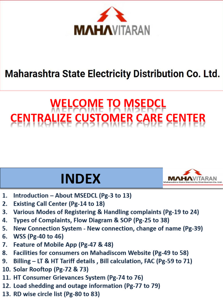 MSEDCL Customer Care Overview | PDF | Payments
