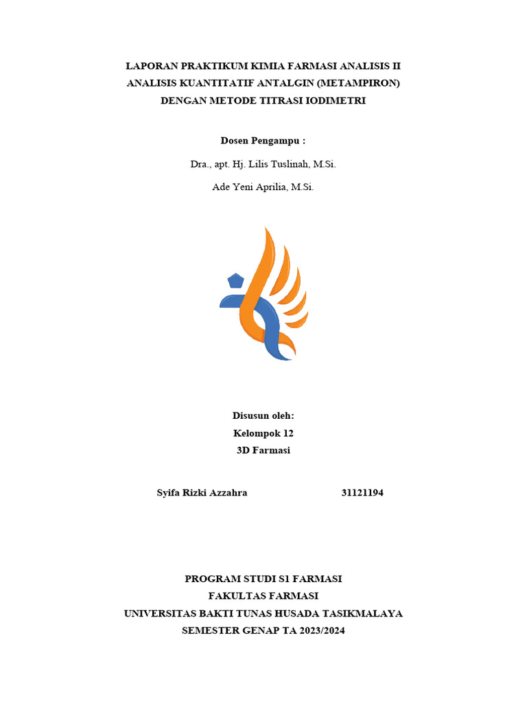 Analisis Kadar Antalgin dengan Iodimetri | PDF