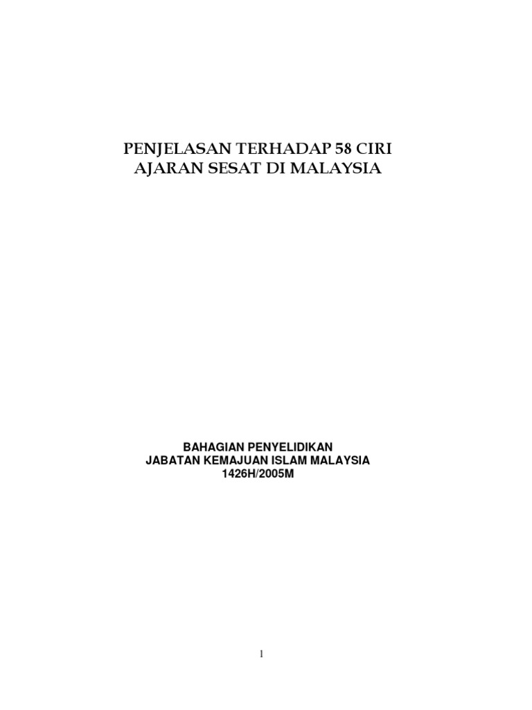 Penjelasan 58 Ciri Ajaran Sesat Jakim Pdf