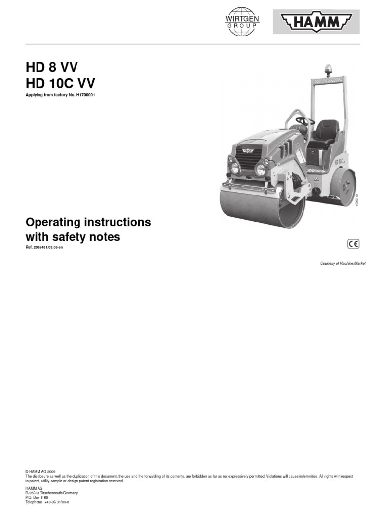 Hamm Compactor Rollers Spec 2b246d | PDF | Safety | Reliability Engineering