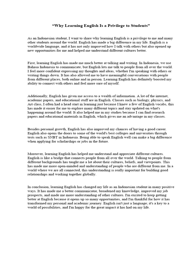 Why learning english is a privilege to students download free pdf