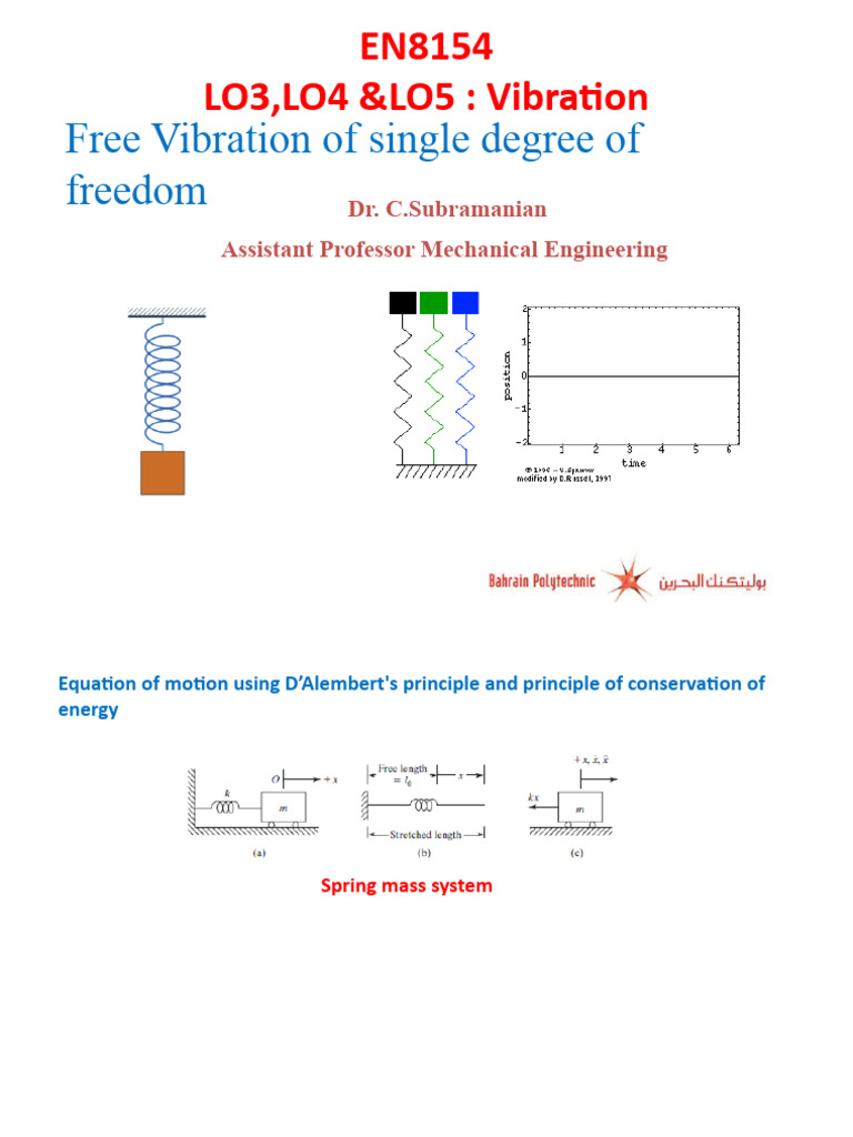 Free Vibration of Single Degree of Freedom | PDF