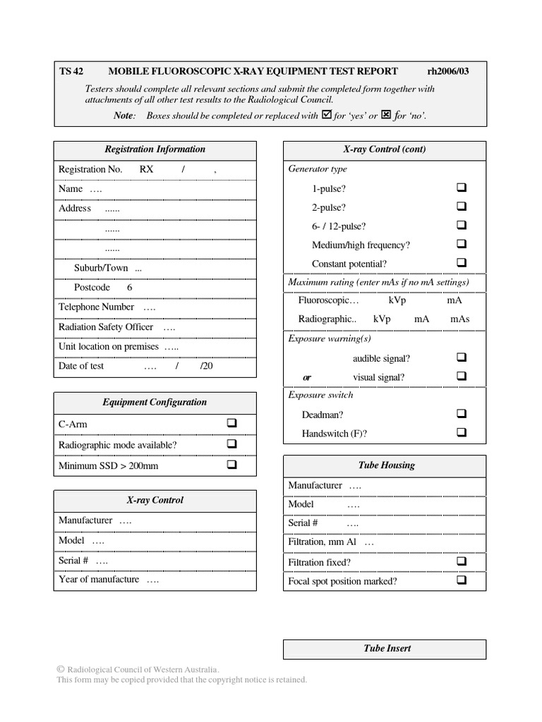 Workbook 4 2006 Test Report Form Mobile Equipment | PDF | Radiology ...