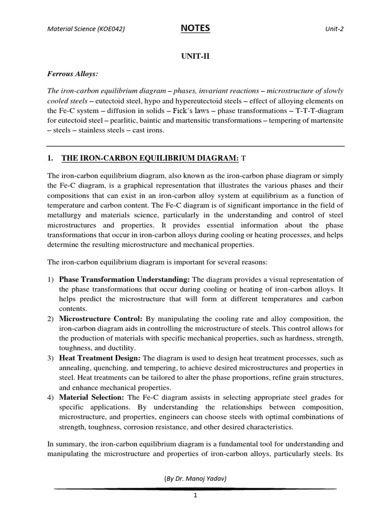 Unit 2 Notes Material Science Download Free Pdf Heat Treating Steel